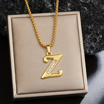 Crystal Accent Initial Necklace | Gold