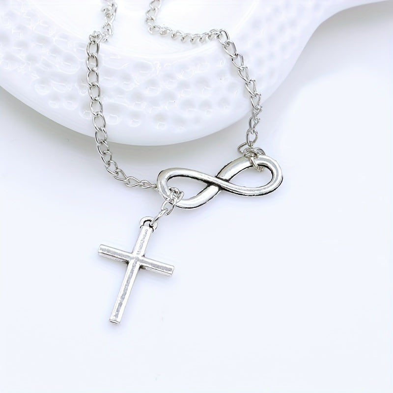 Eternal Cross Pendant Necklace | White Gold