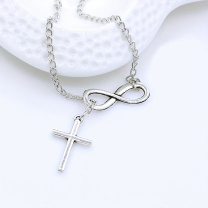 Eternal Cross Pendant Necklace | White Gold