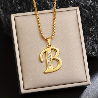 Crystal Accent Initial Necklace | Gold