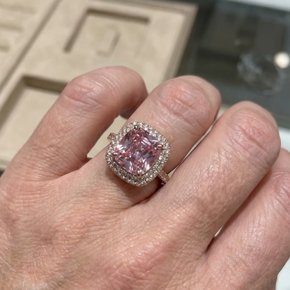 Cushion Pink Sapphire Ring | Gold