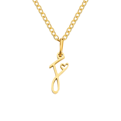 Heart Initial Necklace | Gold