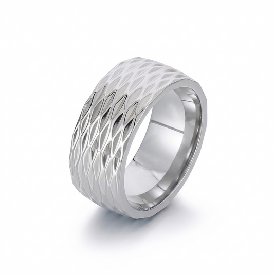 Kaelis Grid Band Ring | White Gold
