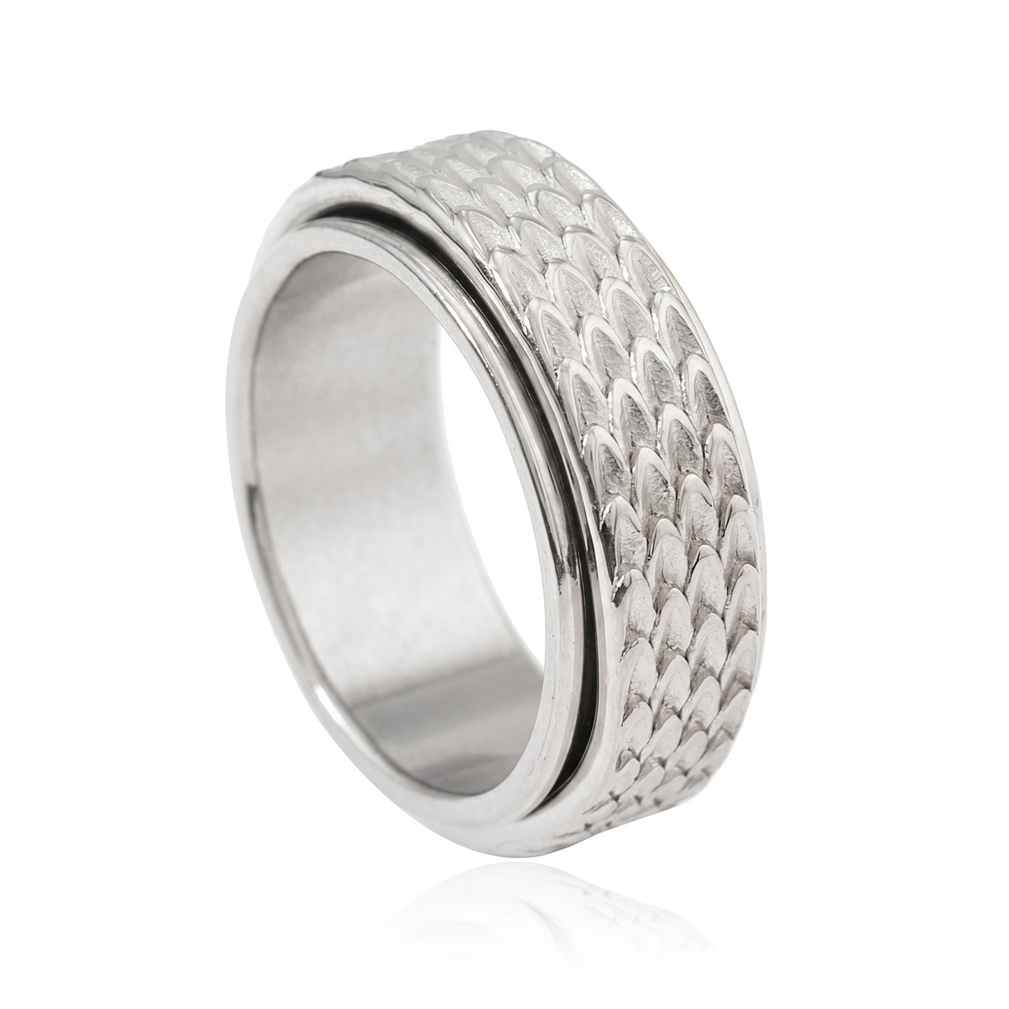 Toren Scale Spinner Ring | White Gold