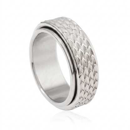 Toren Scale Spinner Ring | White Gold