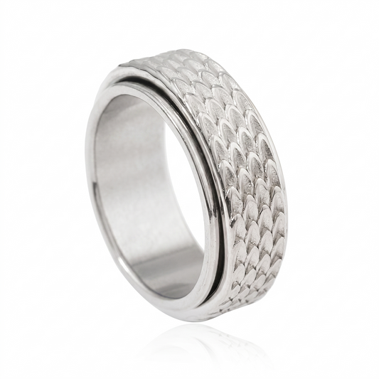 Toren Scale Spinner Ring | White Gold