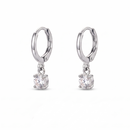 Larmes de Lune Stone Hoop Earrings | White Gold