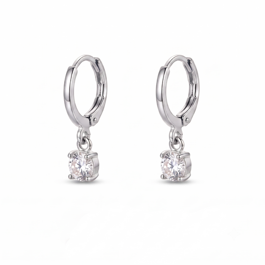 Larmes de Lune Stone Hoop Earrings | White Gold