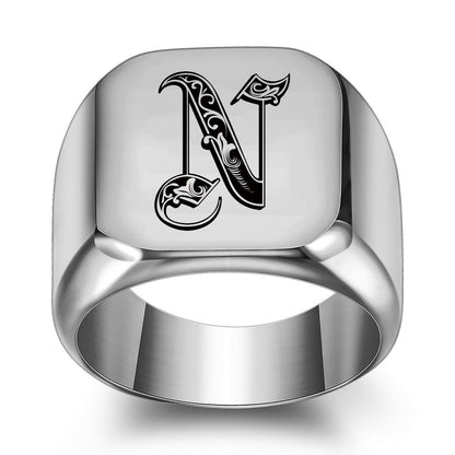 Classic Noble Initial Ring | White Gold
