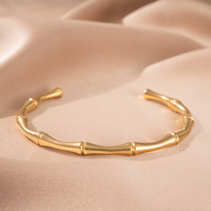 Bamboo Cuff Bracelet | White Gold