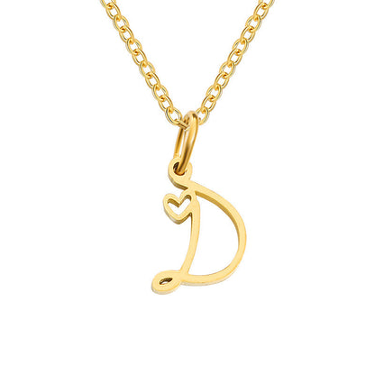 Heart Initial Necklace | Gold