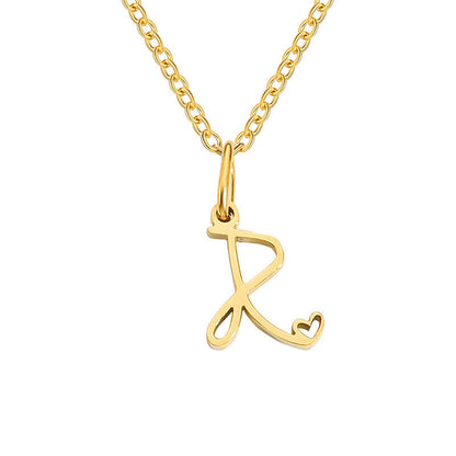 Heart Initial Necklace | Gold