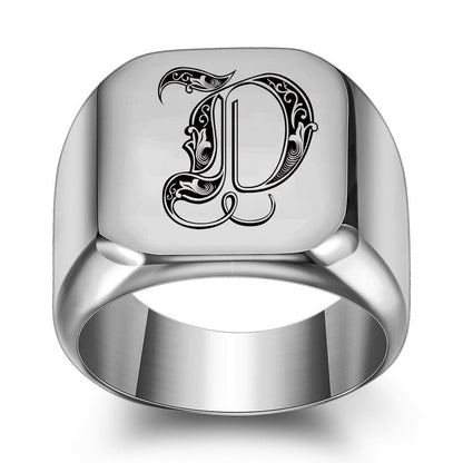 Classic Noble Initial Ring | White Gold