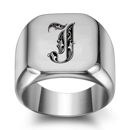 Classic Noble Initial Ring | White Gold