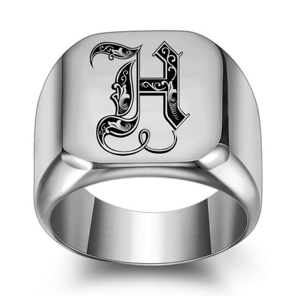 Classic Noble Initial Ring | White Gold