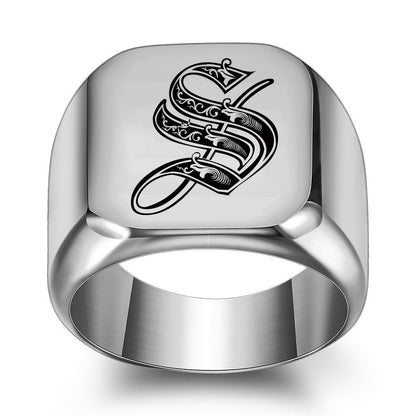 Classic Noble Initial Ring | White Gold