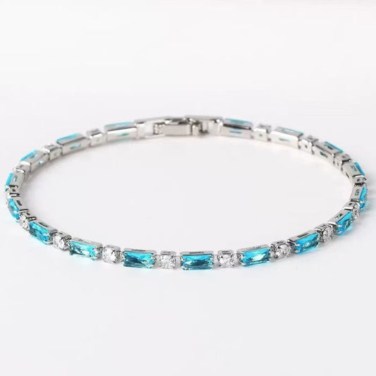 Natural Turquoise Stone Bracelet | White Gold