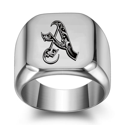 Classic Noble Initial Ring | White Gold