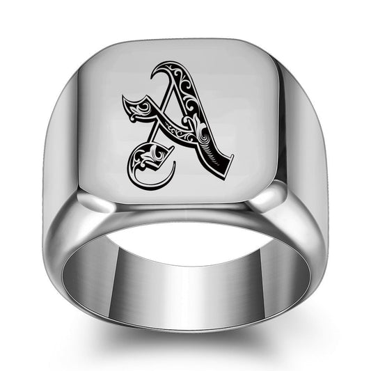Classic Noble Initial Ring | White Gold