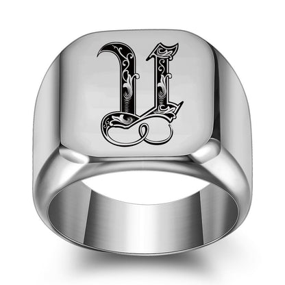 Classic Noble Initial Ring | White Gold