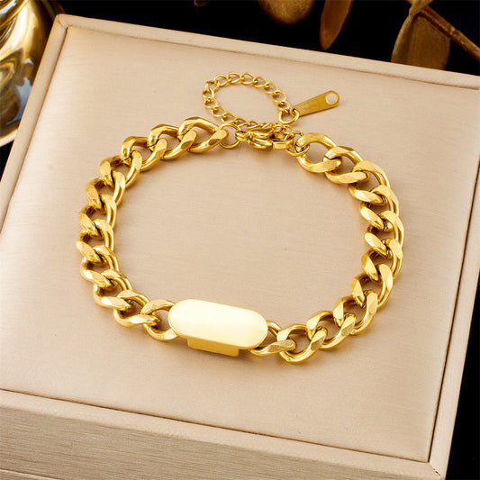 Cuban Chain Tag Bracelet | Gold