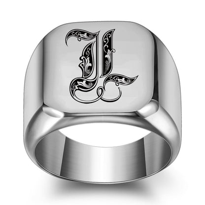Classic Noble Initial Ring | White Gold