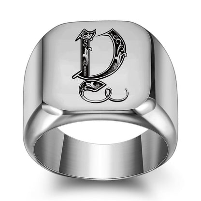 Classic Noble Initial Ring | White Gold