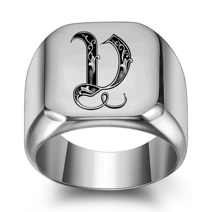 Classic Noble Initial Ring | White Gold