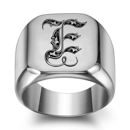 Classic Noble Initial Ring | White Gold