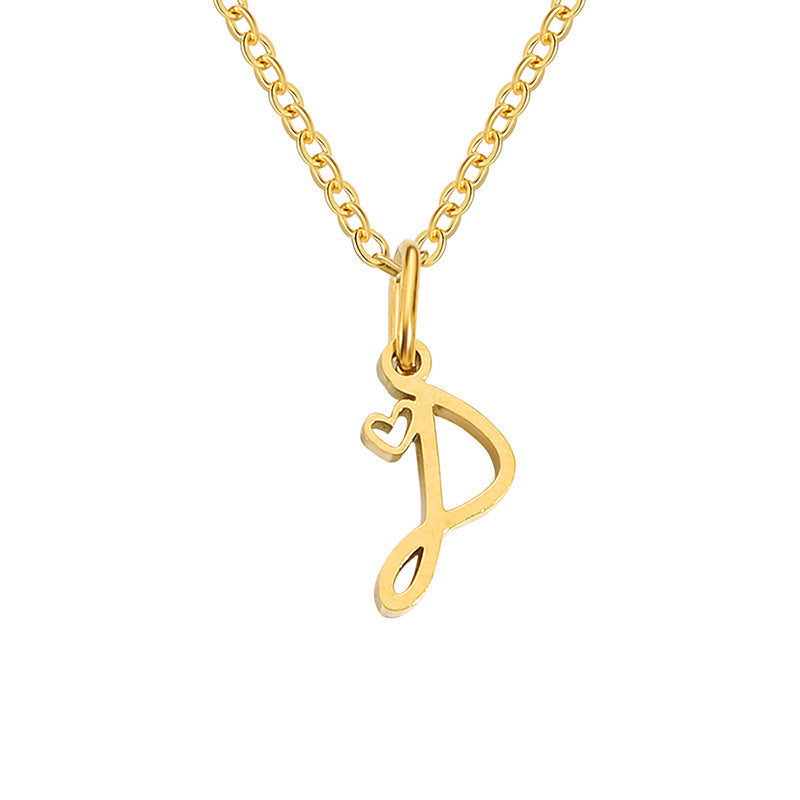 Heart Initial Necklace | Gold