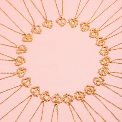 Floral Charm Initial Necklace | Gold
