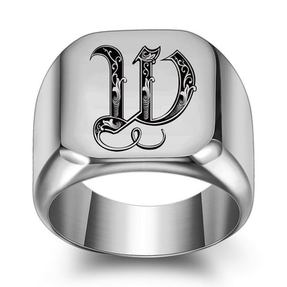 Classic Noble Initial Ring | White Gold