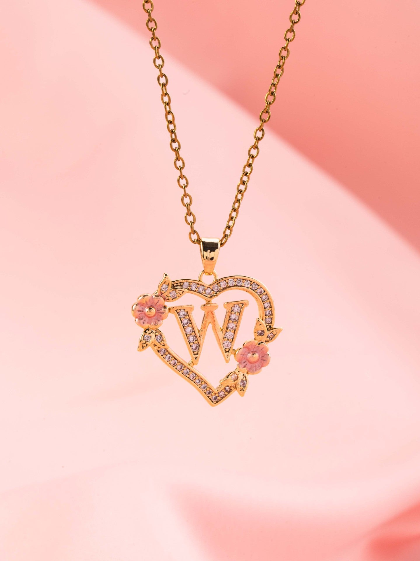 Floral Charm Initial Necklace | Gold