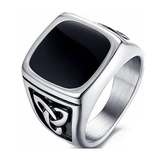 Black Onyx Signet Ring | White Gold