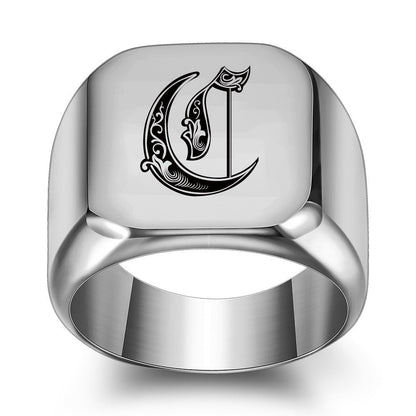 Classic Noble Initial Ring | White Gold