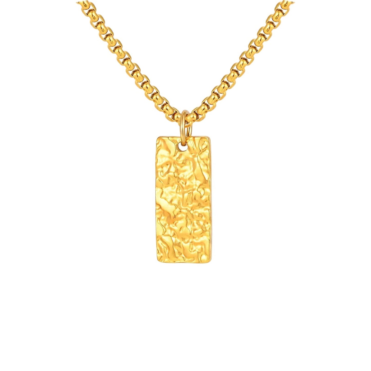 Ziven Hammered Bar Necklace | White Gold