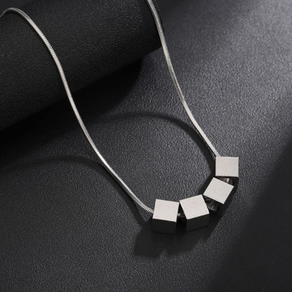 Zaylen Cube Line Necklace | White Gold