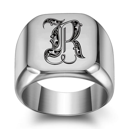 Classic Noble Initial Ring | White Gold