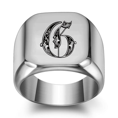 Classic Noble Initial Ring | White Gold