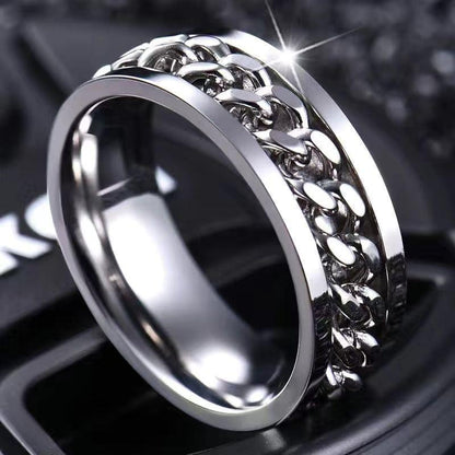 Vance Chain Spinner Ring | White Gold