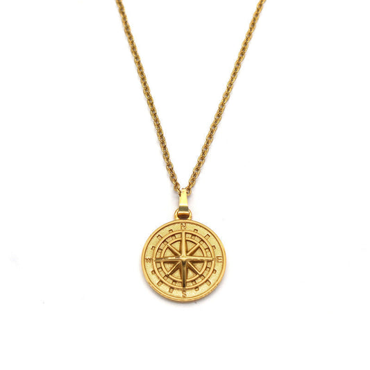 Compass Pendant Necklace | Gold