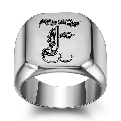 Classic Noble Initial Ring | White Gold