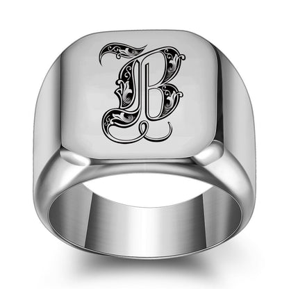 Classic Noble Initial Ring | White Gold