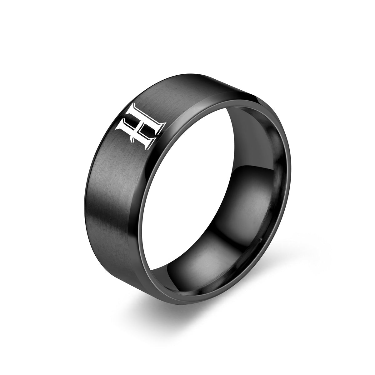 Obsidian Initial Ring | Black Finish