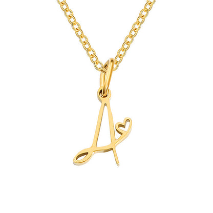 Heart Initial Necklace | Gold