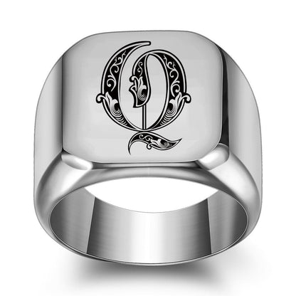 Classic Noble Initial Ring | White Gold