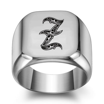 Classic Noble Initial Ring | White Gold