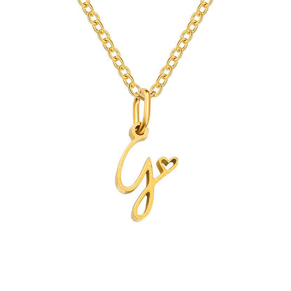 Heart Initial Necklace | Gold