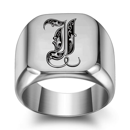 Classic Noble Initial Ring | White Gold