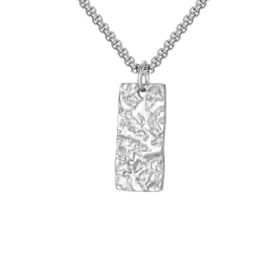 Ziven Hammered Bar Necklace | White Gold